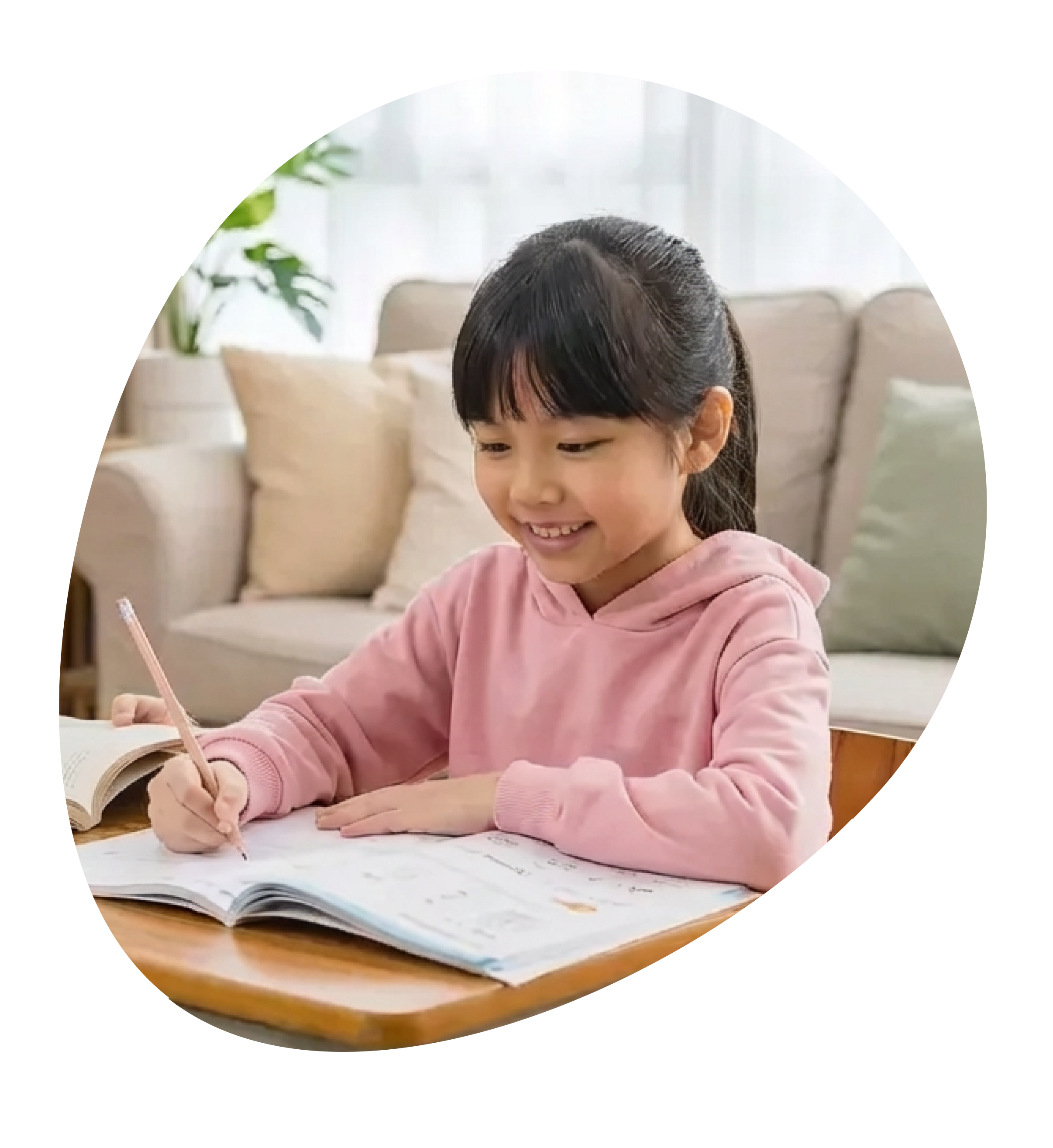 공부하는 여자아이 이미지